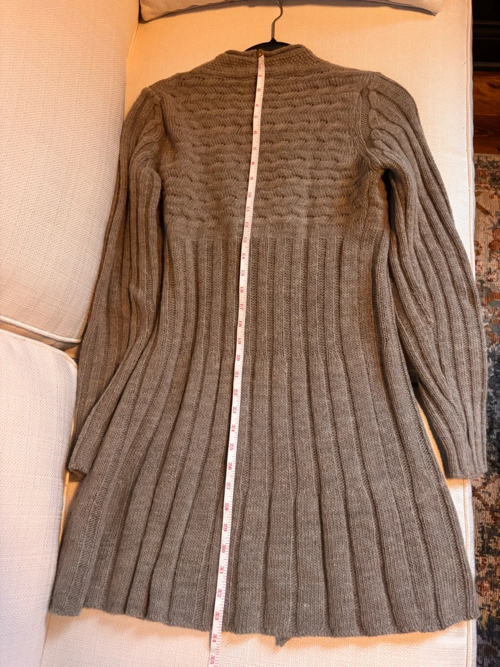 Women’s Cable Knit Tie-Front Cardigan Sweater - Light Brown